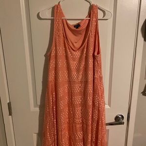 Pink lacy Torrid dress.